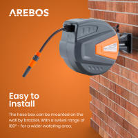 Arebos Carrete de Manguera de Jardín Automático | Enrollador de Manguera | Naranja - details 12