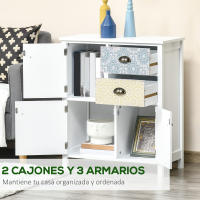 HOMCOM Cómoda con 2 Cajones Cómoda para Dormitorio Estilo Bohemio con 3 Compartimentos Diseño Anti-vuelco para Salón Pasillo 68x34x80 cm Blanco - details 3
