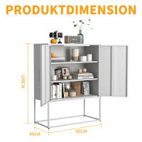 Aparador Metálico, Gabinete de Almacenamiento - 2 Estantes, Gabinete Independiente de Acero, Puerta Magnética, Protección Antiinclinación, Sala de estar, Cocina, Oficina, Blanco, alto 109 cm × Ancho 85 cm × Profundidad 40 cm - details 9