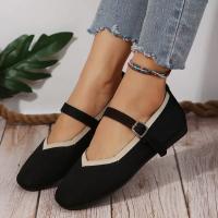 Zapatos Planos Elegantes Mary Janes Para Mujer Negro Con Correa De Cierre Casual Ballet Canvas Loafers Primavera/Otoño - details 1