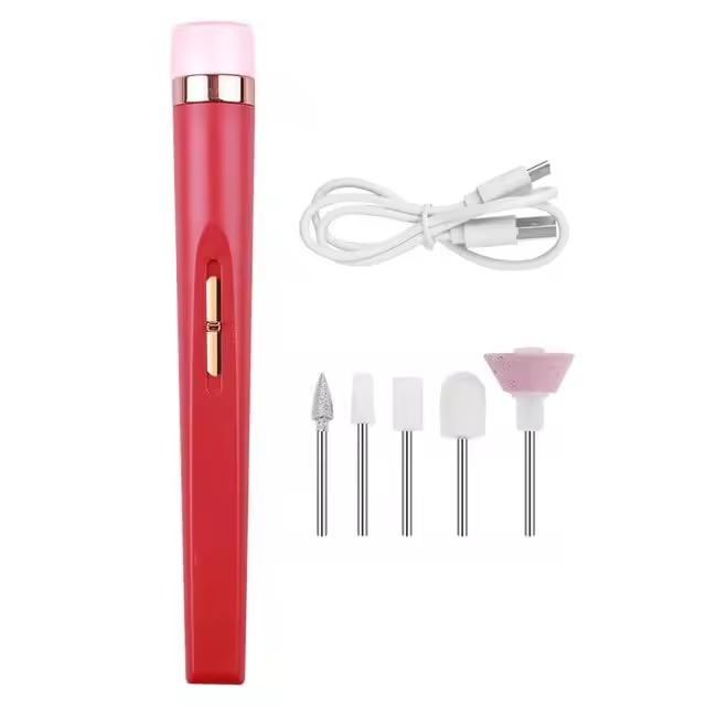 Taladro eléctrico de uñas acrílico Rojo, portátil, Máquina pulidora de uñas Efile, Brocas profesionales complete para el cuido del Hogar, Salón de Arte para el arte de uñas, eliminar - 1