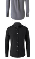Camisa Oxford Para Hombre Algodón Y Poliéster Manga Larga Color Sólido Cuello Polo Estilo Casual Ajustada Primavera Otoño - details 7