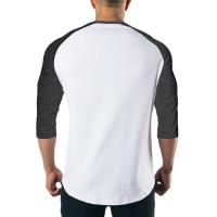 Camisa De Algodón Para Hombre Con Manga Larga Tres Cuartos Cuello Redondo Estilo Fitness Color Contraste Sportswear Para Gimnasio Y Bodybuilding - details 10