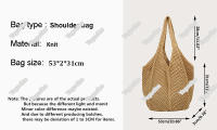 Bolso De Hombro Para Mujer Estilo Bohemio Hecho a Mano Capacidad Grande Saco De Mano De Paja Tejida Casual Bolso De Playa Verano - details 0