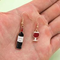 Pendientes Colgantes De Esmalte Asimétricos Con Botella Y Vaso De Vino Tinto Para Mujeres Y Niñas Joyería Regalo De Moda - details 3