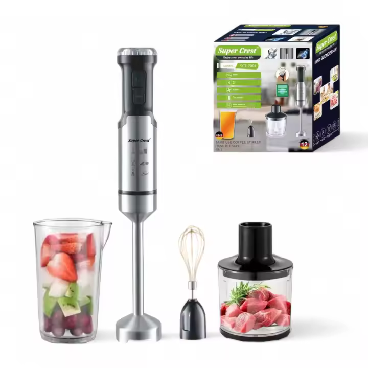 Batidora de inmersión de mano 4 en 1, potente batidora de acero inoxidable de 3000W, vaso de mezcla de 600ml , dispositivo de cocina para alimentos para bebés, sopa, picadora de carne REGALO DIA MADRE - 1