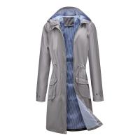 Abrigo De Trench Para Mujer Con Capucha Y Mangas Largas De Color Sólido Estilo Británico Elegante Con Rayas Y Chaqueta Recta Impermeable Para Todas Las Estaciones - details 15