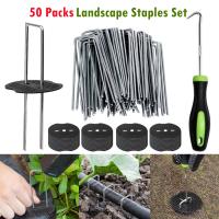 Juego De 50 Palos De Jardín De Acero Inoxidable Con Tapetes Y Gancho De Precisión Para Sombra De Grama Barro De Maleza Y Turf Artificial - details 0