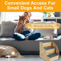 Escaleras De Madera Para Perros 3 Niveles Antideslizantes Pasarela Para Sofá Y Cama Pequeños a Grandes Mascotas Pasos Desmontables Para Perros Y Gatos - details 2