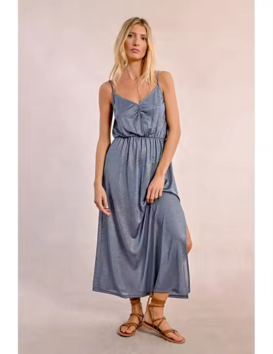 Molly Braken Vestido de tejido brillante azul - 1