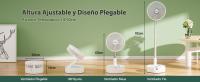 Ventilador Recargable Extensible y Plegable, Ventiilador de Pie, 3 Velocidades, Con bateria de 7200 mAh, Altuta Regulable, Cargando con USB, Mini Ventilador para Hogar, Cama, Oficina, - details 2