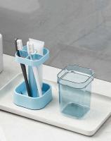 Juego De Organizador De Dientes Y Cepillo Minimalista Con Vaso Para Lavar La Boca Tumbler Y Soporte Espacioso Para Baño Material PP Tipo De Instalación Tipo De Piso - details 9