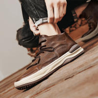 Botas De Cuero Para Hombre Casual Transpirables Antideslizantes Alta Top Non-slip Zapatos De Caminar Comodidad Interior Talla Verdadera - details 7