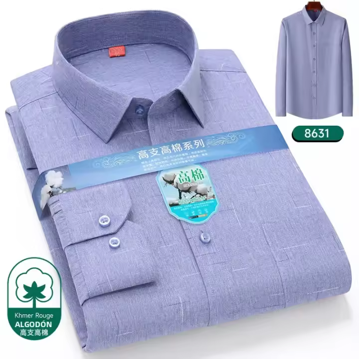 Camisa De Lujo Para Hombre 2024 Con Estampado Largo Manga Primavera Otoño Social Formal Moda Negocios Rayas a Cuadros Botones Top Masculino - 1