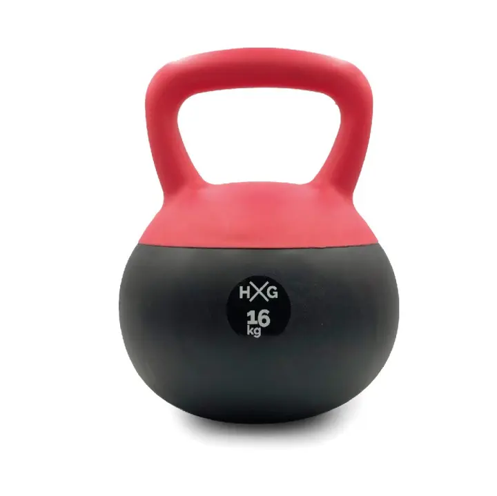 HxG Pesa Rusa o Pesa Kettlebell 16kg, PVC rellena de fina arena de acero, ideal para ejercicios y entrenamientos de musculación o crosstraining. - 1