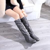 Botas De Mujer De Talla Grande 35-43 Botines Planos De Primavera Otoño Estilo Occidental Botas Largas Con Tacón Medio Material PU - details 23