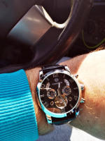 Reloj De Mezclilla Forsining Para Hombre Lujo Automático Mecánico Estilo Casual Mostrador Multifuncional Negro Dorado - details 13