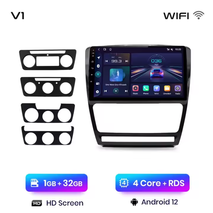 Junsun Radio Coche para Skoda Octavia 2 A5 2008 2009 2010 2011 2012 2013 Inalámbrico CarPlay Android Auto AI Voice 2 din Pantalla Coche Android Auto Multimedia Navegación GPS Auto radio - 1