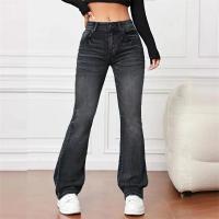 Jeans Flares Micro Para Mujer Casual Vintage Cintura Media Botones Splice Denim Pantalones Oficina Commuter Trend Streetwear - details 7