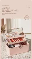 Caja De Almacenamiento Para Maquillaje Grande Y Portátil De Plástico Transparente Y Antipolvo Famosa En Internet Para Medicamentos Y Paletas De Sombras - details 2