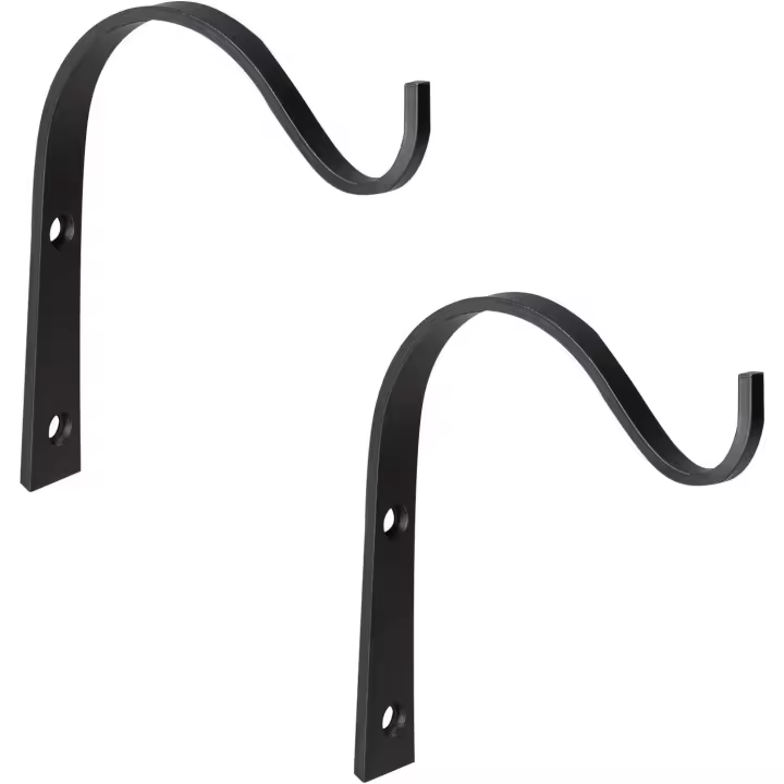2PCS Small Wrought Iron Wall Hanging Hooks - Outdoor Plant Brackets For Hanging Baskets, Bird Feeders, Wind Chimes & Lanterns - 1