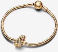 Pandora Moments 763069 C01-Colgardo de Dragón de Plata de Lei con aleación Chapada en oro, compatible con pulseras Moments, Talla única, Plata de Letra, Cristal. Viene con Caja de Joint original. - details 2