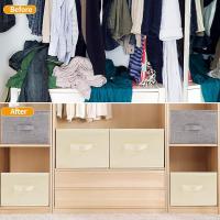 Cajas de Almacenamiento para Ropa en Armario con Asas Resistentes (Beis, 1 Unidad) - Allpercom - details 8