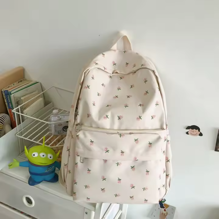 Mochila De Moda Yogodlns Para Mujer Floral Impermeable De Nylon Gran Capacidad Estudiante Escuela Viaje Para Adolescentes - 1