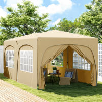 Outsunny Carpa Plegable Gazabo 3x6 m con Paneles Laterales UPF50+ Cenador Pabellón de Jardín con Altura Ajustable y Bolsa de Transporte para Camping Fiestas Patio Terraza - details 1