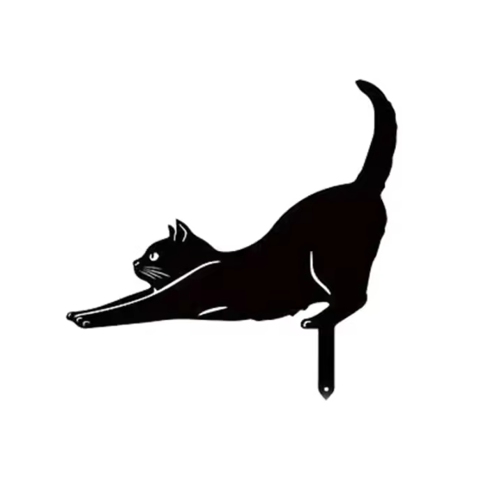 Adorno De Jardín Para Gato En Metal Palique De Tierra Para Exterior Decoración De Arte Para Balcones Y Jardines - 1