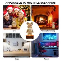 Luz Nocturna LED Proyección 3D De Ondas De Choque De Osos Con Colorido USB Decoración Atmosfera Ajustable Para Habitación Decorativo De Vidrio - details 14