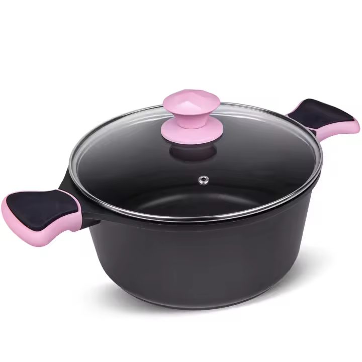 LA MOUSTACHE Cacerola de Aluminio Fundido con Antiadherente y Tapa de Cristal - Compatible con Todas las Cocinas, Incluida Inducción, Sin PFOA - 1