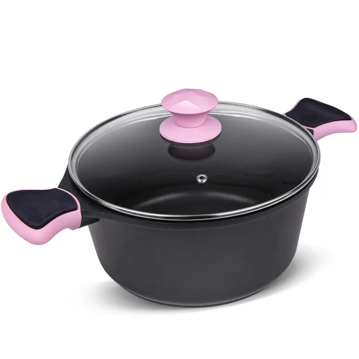 LA MOUSTACHE Cacerola de Aluminio Fundido con Antiadherente y Tapa de Cristal - Compatible con Todas las Cocinas, Incluida Inducción, Sin PFOA - 1