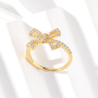 Encanto Anillo de lazo para mujer, estilo elegante, chapado en cobre de 14 quilates, con flor. - details 11