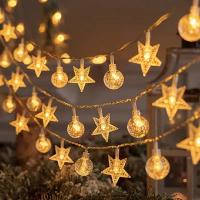 Cadena De Luces LED Estrella Y Bolita Impermeable Para Decoración De Fiestas Cumpleaños Boda Camping Canopy Toldo Jardín - details 0
