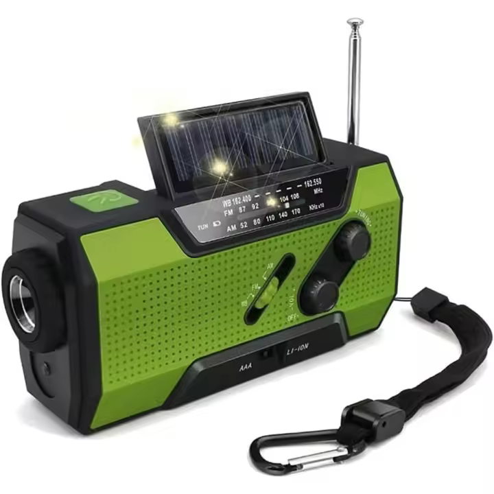 Cargador de teléfono Celular, SOS para hogar y Emergencia Radio de emergencia, manivela SOLAR DE 5000 mAh, Radio meteorológica portátil AM/FM/NOAA with LED interior - 1