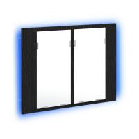 Espejo de baño LED vidaXL con armario Negro Roble 60x12x45 cm de madera - details 1