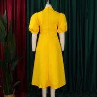 Vestido Elegante De Fiesta Para Mujer 2024 Con Cuello Con Lazo Manga Corta Cintura Alta A-Line Plisado Hasta El Tobillo Vestido De Cumpleaños - details 4