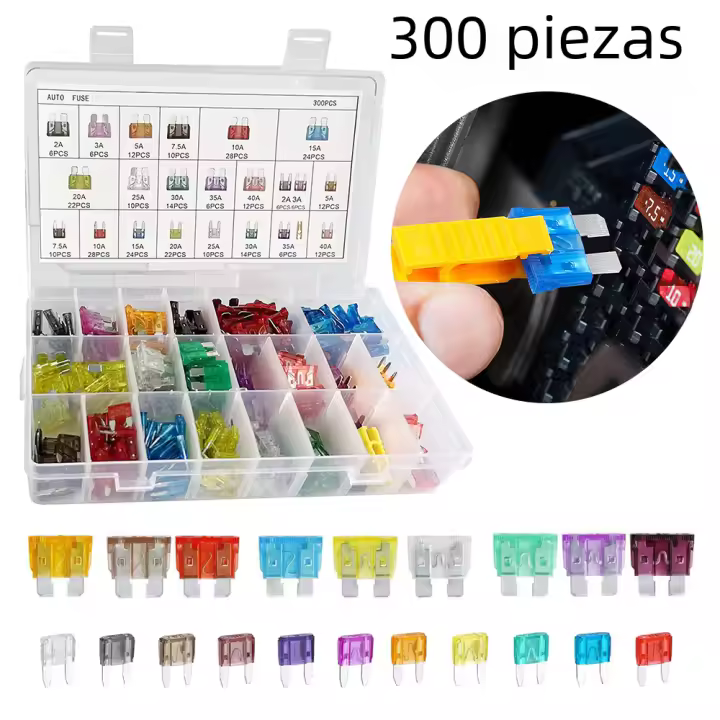 Kit De Fusibles Para Automóvil 300 Piezas Reemplazo De Fusibles Para coche/RV/motocicleta Camión (2A 3A 5A 7.5A 10A 15A 20A 25A 30A 35A 40A) - 1