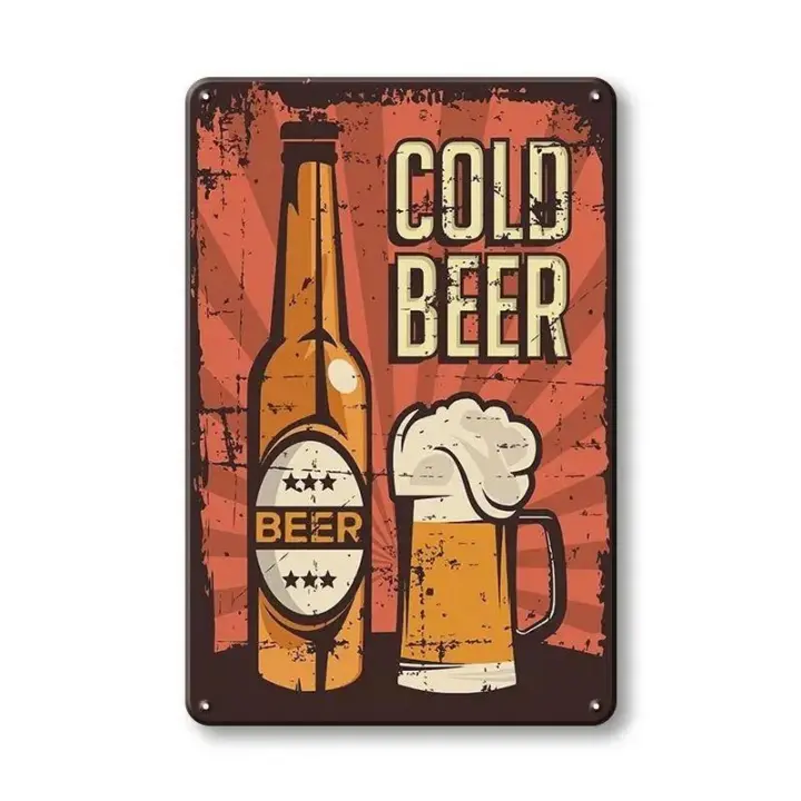 Cartel De Cerveza Alemana En Metal Vintage Decoración Para Pared De Bares Clubes Casas Y Caves Del Hombre Arte En Acero Clásico Estilo Placa De Tinplate - 1