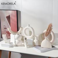 Vaso De Cerámica Nórdico Donut Hueco Para Flores Decoración De Sala De Estar Oficina Y Escritorio Regalo Accesorios Interiores - details 2