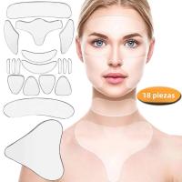Juego De Parches Faciales Reutilizables De Silicona Antiarrugas Para El Rostro Y El Cuello Jaysuing Herramientas De Belleza Para Ojos Y Mejillas - details 2
