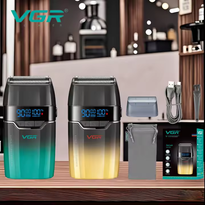 VGR Afeitadora Profesional Para Hombres Trimmer De Barba Reciprocante 9000 RPM Afeitadora Eléctrica Recargable V-308 Con Corte Rápido Y Secado Automático - 1