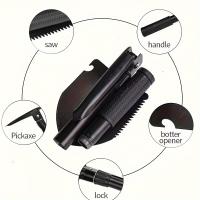 Shovel De Sobrevivencia Compacta 5-en-1 En Acero Inoxidable Duradero Con Compas Lámina Y Abrebotellas Para Aventuras Al Aire Libre - details 2