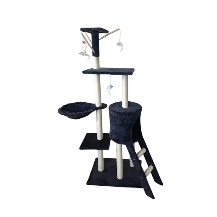 Árbol Rascador 50x35x138 cm Gris Poste De Sisal Natural  Arbol para Gatos con Plataforma Torre Rascador Escalador para 2-3 Gatos Medianos Estable Rascador con Nidos Hamaca Plataformas Juguete.  CT23 PCT - 1