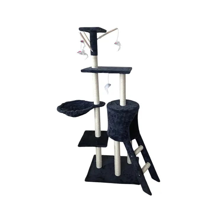 Árbol Rascador 50x35x138 cm Gris Poste De Sisal Natural  Arbol para Gatos con Plataforma Torre Rascador Escalador para 2-3 Gatos Medianos Estable Rascador con Nidos Hamaca Plataformas Juguete.  CT23 PCT - 1