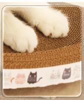 Alfombrilla De Rascado Para Gatos Ovalada De Cartón Corrugado Cama De Gatos Resistente Al Desgaste Juguete Para Uñas Pine Wood - details 4