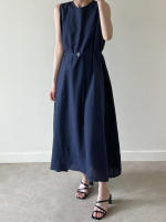 Vestido Largo Vintage De Algodón Y Lino Para Mujer REALEFT Sin Mangas Estilo Casual Suelto Con Cinturones Verano 2025 - details 26