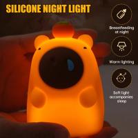 Lámpara De Noche De Silicona Capibara Para Niños Luz De Dormitorio Recargable Por USB Decoración Animal Táctil Para El Lecho - details 2