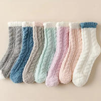 7 Pares De Calcetines De Peluche Coral Para Mujer Temporada Otoño E Invierno Calor Para El Hogar Y Sueño Calcetines De Poliéster Grueso - details 1